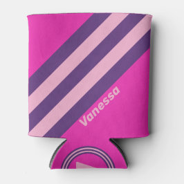 Porta-lata Retro Pink Sky Stripes with Name