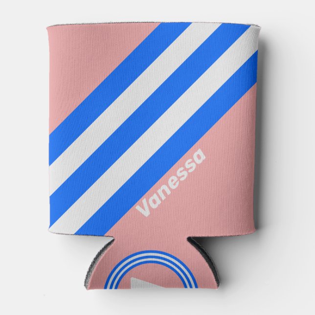 Porta-lata Retro Sea Kiss Stripes with Name (Frente)