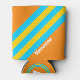 Porta-lata Retro Summer Beach Stripes with Name