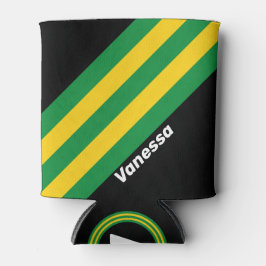 Porta-lata Retro Tropical Palm Stripes with Name