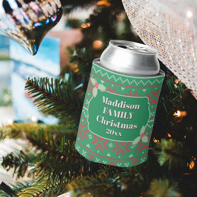 Porta-lata Retro Ugly Christmas Sweater in Green (Criador carregado)
