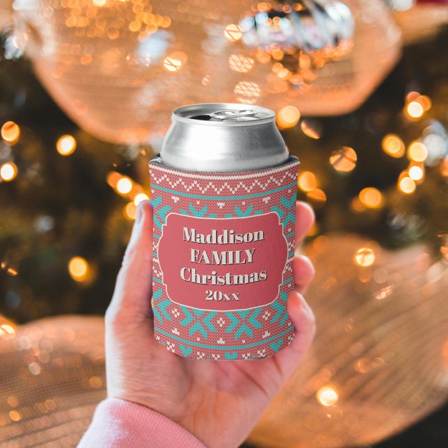 Porta-lata Retro Ugly Christmas Sweater Snowflakes (Criador carregado)