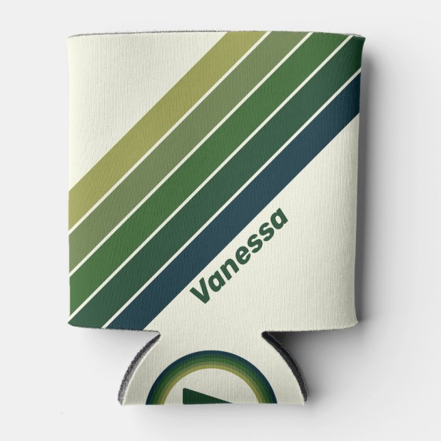 Porta-lata Retro Verde cinco Listras com Nome (Frente)