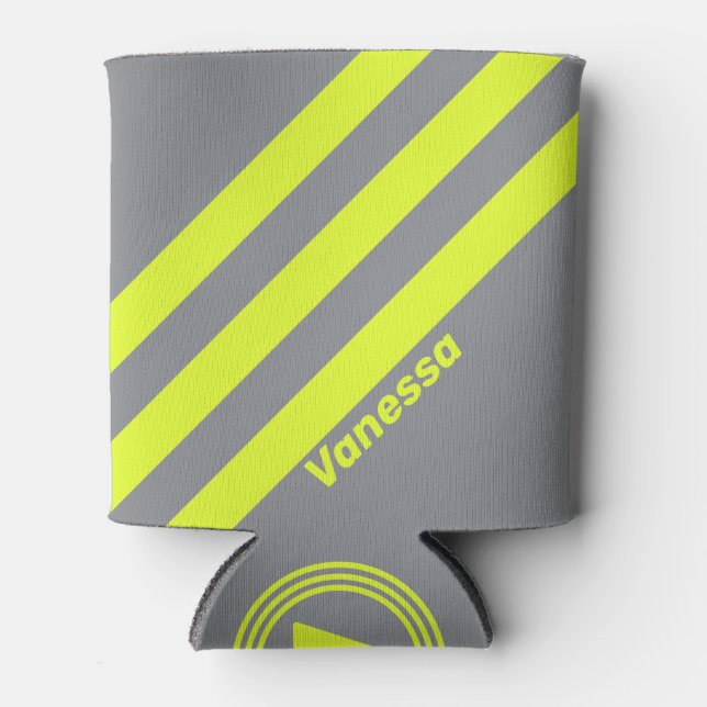 Porta-lata Retroceder HI VIS Três Faixas com Nome (Frente)