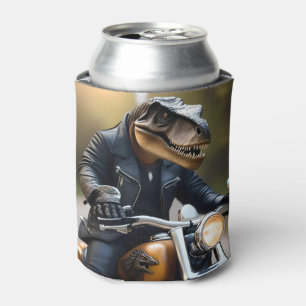 Porta-lata **"Rex Revved Up: T-Rex em couro em uma moto