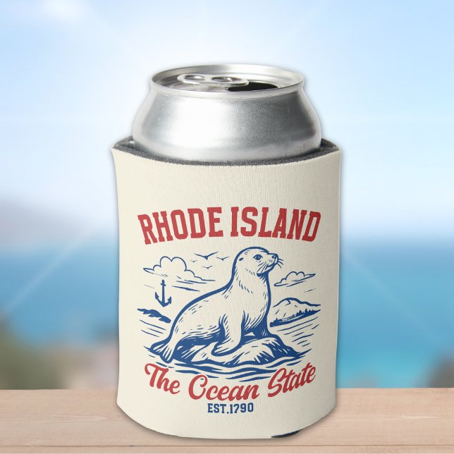 Porta-lata Rhode Island Nature Scene – Seal & Sea Design (Criador carregado)
