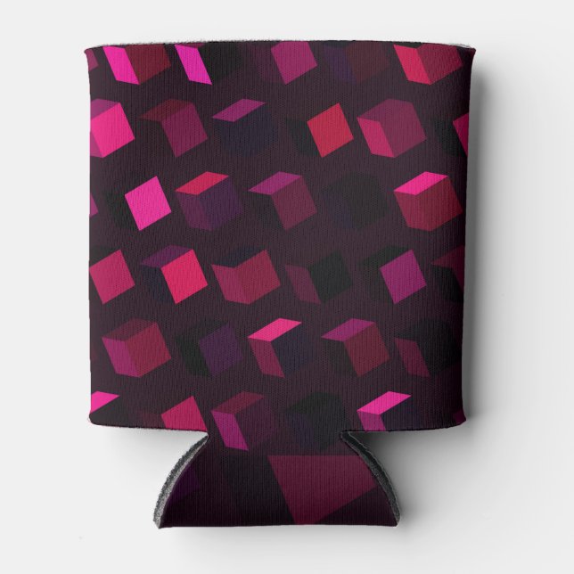 Porta-lata Rhombus Rosa Escuro: Decor Abstrato de Gradiente (Frente)