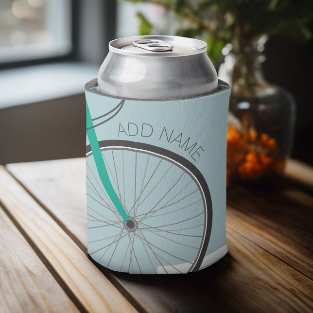 Porta-lata Roda de Bicicleta do hipster com Nome Personalizad (Personalized Can Cooler - add Your Name or Other Custom Text)
