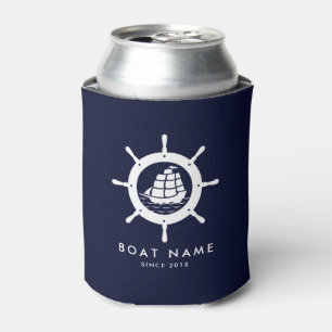 Porta-lata Roda náutica do azul marinho & a branca do barco