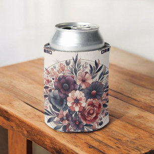 Porta-lata Romance Sombrio Burgundy Art Déco Floral Verão
