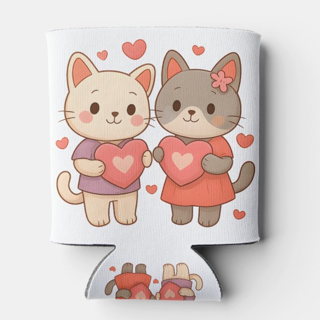 Porta-lata Romantic Cats Heart Can Cooler (Traseira)
