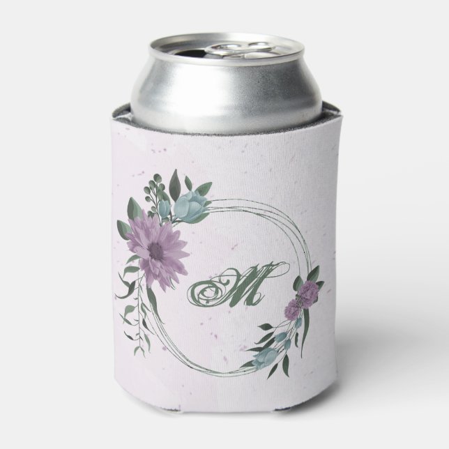 Porta-lata romântico roxo e azul floral (Can Front)