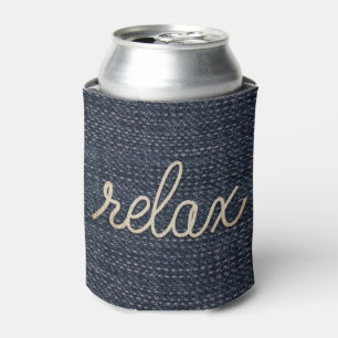 Porta-lata Rope Relax Text on Denim Can Cooler