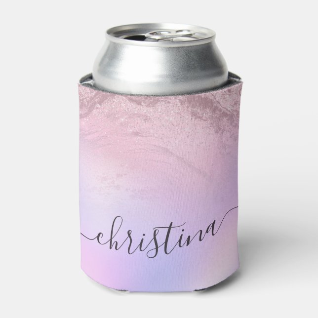 Porta-lata Rosa de gradiente moderno elegante roxo (Can Front)