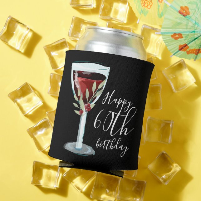 Porta-lata Rosa de Vinho Vermelho Aquarela 60ª Festa de anive (Verão in situ)