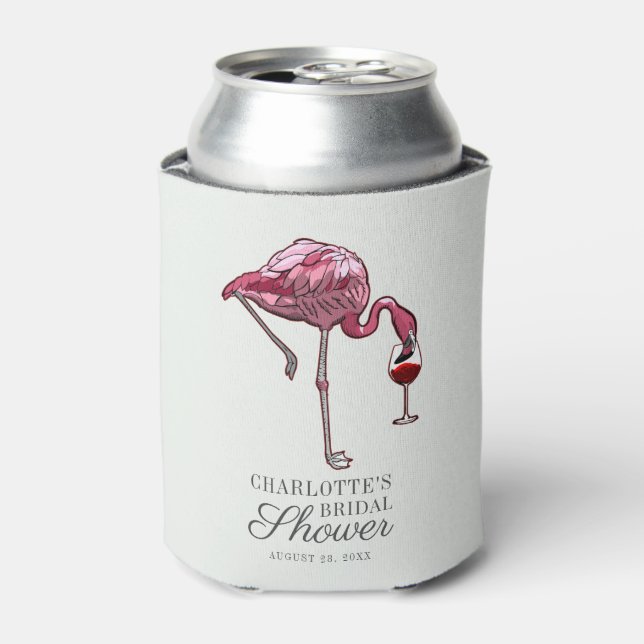 Porta-lata Rosa Flamingo Script Verão Chá de Noiva Personaliz (Can Front)