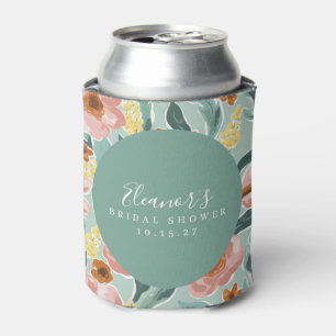Porta-lata Rosa Floral Script Bridal Shower Personalizado Men