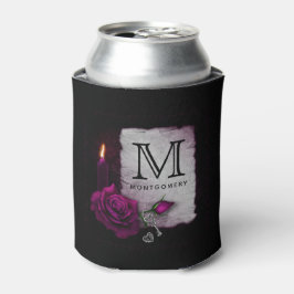 Porta-lata Rosa, Vela, Pergaminho e Monograma de Gótica