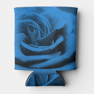 Porta-lata Rosa vermelha azul próxima, macrobeleza.