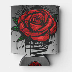 Porta-lata Rosa Vermelha Grafite Gota Preto Cinza Arte Urbana