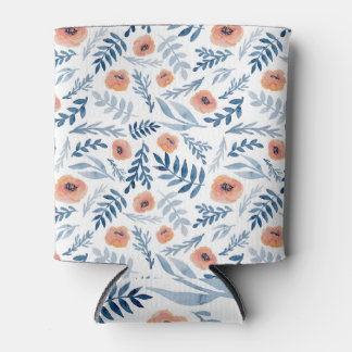 Porta-lata Rosas de Aquarela: Azul Deixa Sem Costura