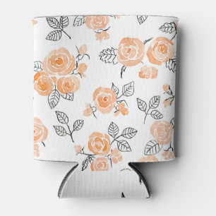 Porta-lata Rosas de Aquarela: Fundo Branco de Tinta