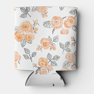 Porta-lata Rosas de Aquarela: Fundo Branco de Tinta