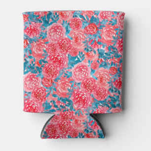Porta-lata Rosas De Aquarela Tapeçaria Floral