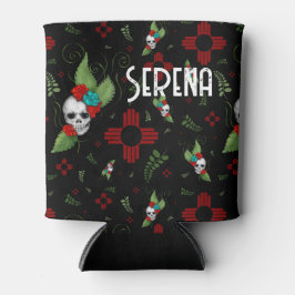 Porta-lata Rosas do crânio Zia Sun Greenery Black Novo México