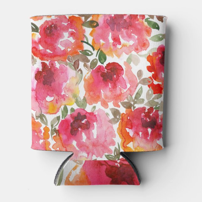 Porta-lata Rosas vermelhas Shabby, padrão perfeito. (Frente)