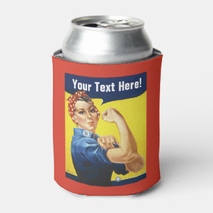 Porta-lata Rosie the Riveter adicione texto