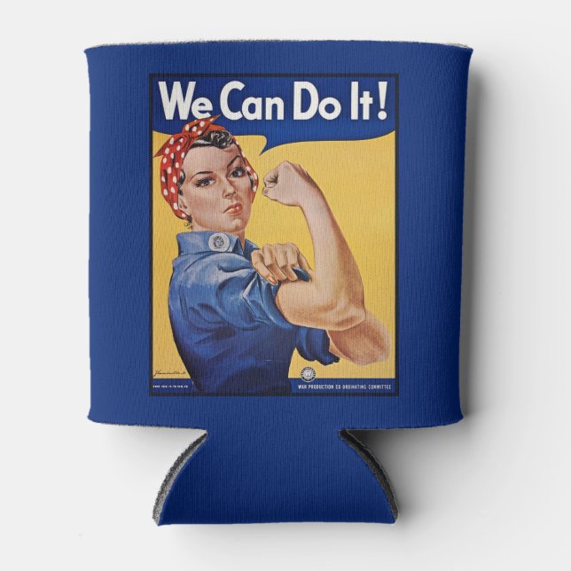 Porta-lata Rosie the Riveter: Forte Empoderamento feminino (Frente)