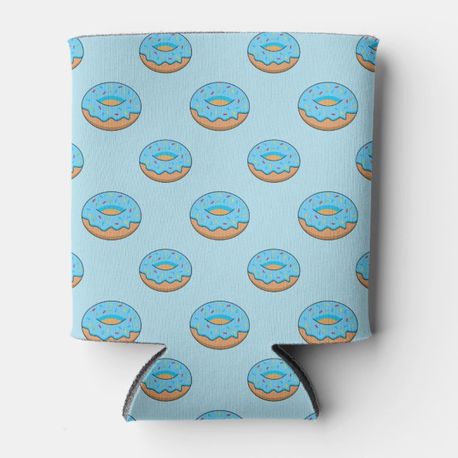 Porta-lata Rosquinha Fosco Azul com Cartoon Sprinkles (Frente)