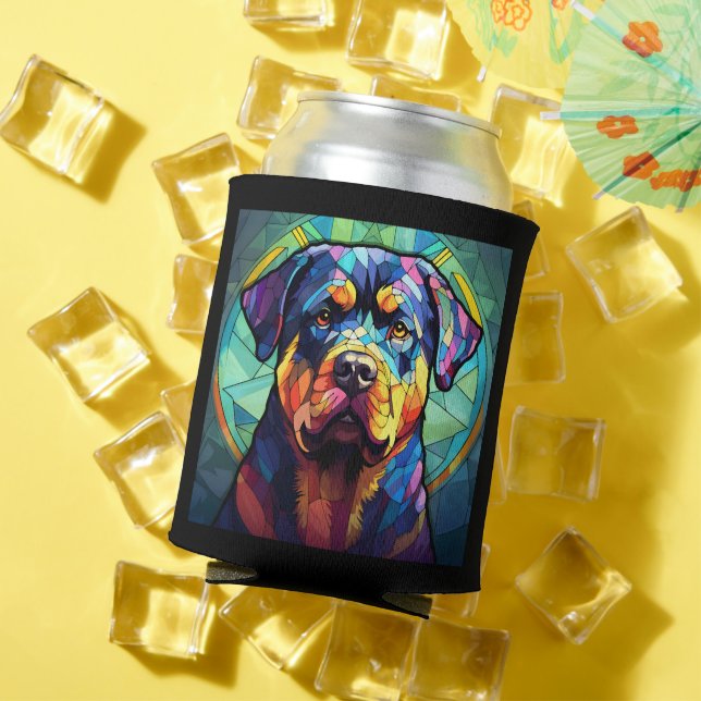 Porta-lata Rottweiler de Vidro Pintado (Verão in situ)