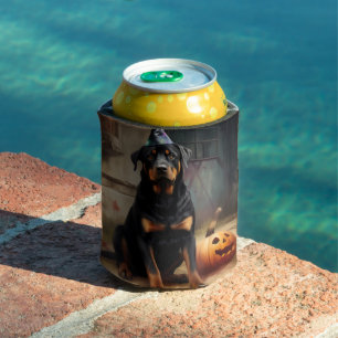 Porta-lata Rottweiler Pumpkins Halloween Assustado