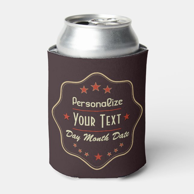 Porta-lata Rótulo Retro com Texto Personalizado Clássico (Can Front)