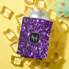 Porta-lata Roxo escuro falso brilho glitter faíscas Monograma
