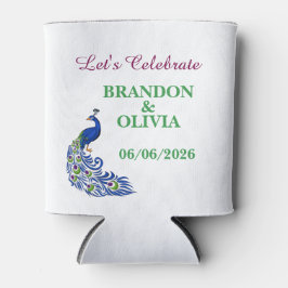 Porta-lata Royal Blue Elegant Peacock Wedding Can Cooler