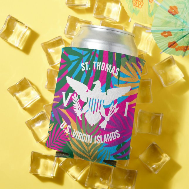 Porta-lata Rua da bandeira das Ilhas Virgens Americanas. Thom (Verão in situ)