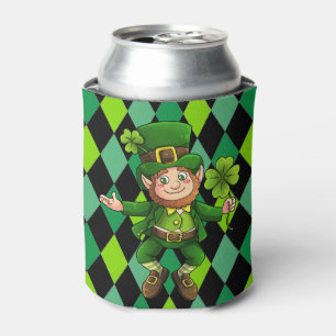Porta-lata Rua do dia de Patrick Leprechaun Green Clover