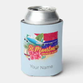 Porta-lata Rua Maarten Retro Caribe Plano da Ilha Vintage