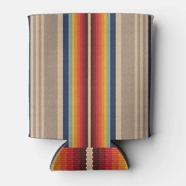 Porta-lata Rug Mexicano: Stripes Coloridas Sem Olhos. (Frente)