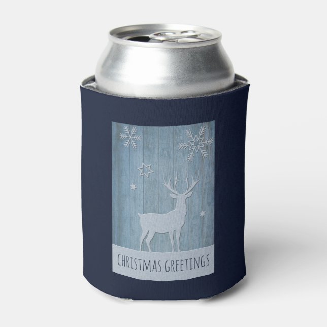 Porta-lata Rustic Blue Wood Reindet — Natal (Can Front)