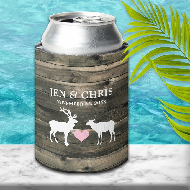 Porta-lata Rustic Country Buck e Doe Weding Favor (Criador carregado)