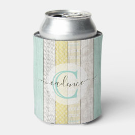 Porta-lata Rustic Mint & Yellow Boho Geo Modern Personalized