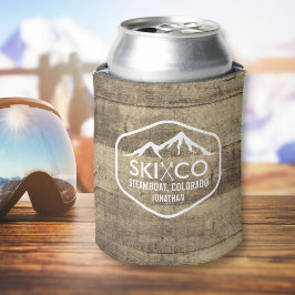 Porta-lata Rustic Ski Mountain Steamboat CO Wood Beer