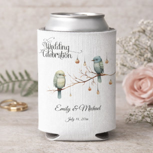 Porta-lata Rustic Woodland Love Birds Casamento Romântico