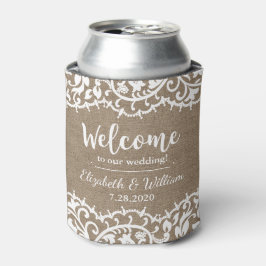 Porta-lata Rústico Casamento Vintage Burlap Personalizado