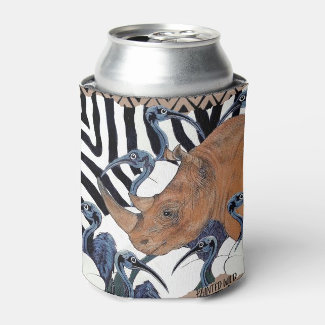 Porta-lata Sacred Rhino Can Cooler – African Wildlife Art   (Can Front)