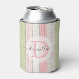 Porta-lata Sage Russo Verde e Madeira Floral Rosa Personaliza